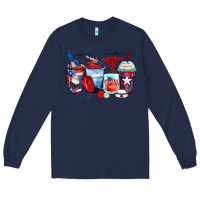 Navy American nurse coffee cups Long Sleeve Tee - Zillion Design Studio