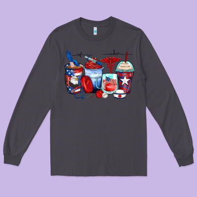 American Nurse Coffee Cups Long Sleeve Tee Designed By Zillion Design Studio