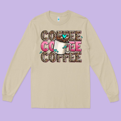 Coffee Coffee Coffee Long Sleeve Tee Designed By Adodesignshop
