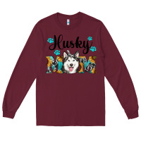 Burgundy husky mom western Long Sleeve Tee - RanaPortraitStore