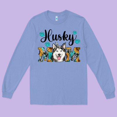 Husky Mom Western Long Sleeve Tee Designed By Ranaportraitstore