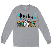Heather Grey husky mom western Long Sleeve Tee - RanaPortraitStore
