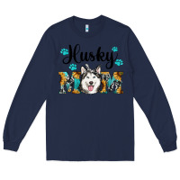Navy husky mom western Long Sleeve Tee - RanaPortraitStore