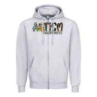 Heather Grey autism awareness Zipper Hoodie - SublimationCraftShop