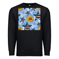 Black patriotic stars and sunflower Premium Sweatshirt - BundleAndBundleShop