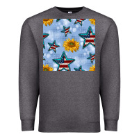Charcoal Heather patriotic stars and sunflower Premium Sweatshirt - BundleAndBundleShop