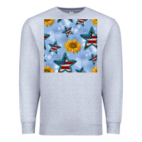 Heather Grey patriotic stars and sunflower Premium Sweatshirt - BundleAndBundleShop