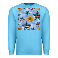Ocean Blue patriotic stars and sunflower Premium Sweatshirt - BundleAndBundleShop