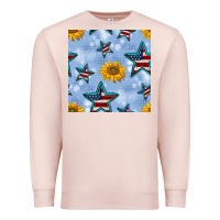 Pale Pink patriotic stars and sunflower Premium Sweatshirt - BundleAndBundleShop