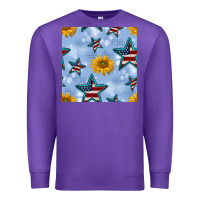 Purple patriotic stars and sunflower Premium Sweatshirt - BundleAndBundleShop