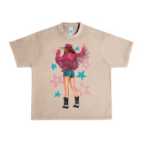French Oak western pink with stars and cowgirl Urban Heavy Tee - texasbilliewilder