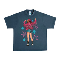 Midnight Navy western pink with stars and cowgirl Urban Heavy Tee - texasbilliewilder