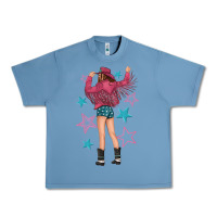 Pebble Blue western pink with stars and cowgirl Urban Heavy Tee - texasbilliewilder