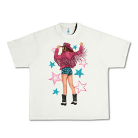 Pistachio western pink with stars and cowgirl Urban Heavy Tee - texasbilliewilder