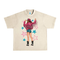 Sandshell western pink with stars and cowgirl Urban Heavy Tee - texasbilliewilder