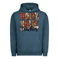 Pigment Midnight Navy holly jolly teacher Urban Hoodie - MaliasSmallBusiness