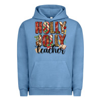 Pigment Pebble Blue holly jolly teacher Urban Hoodie - MaliasSmallBusiness