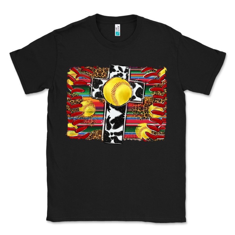 Softball Cross Serape Leopard Background Classic Tee by RanaPortraitStore | Teevron