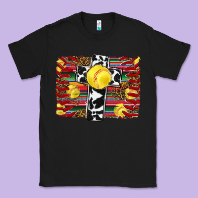 Softball Cross Serape Leopard Background Classic Tee Designed By Ranaportraitstore