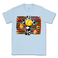 Dusty Blue softball cross serape leopard background Classic Tee - RanaPortraitStore