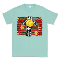 Seafoam softball cross serape leopard background Classic Tee - RanaPortraitStore