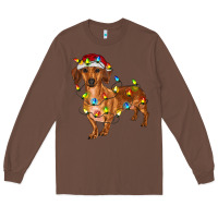Chestnut dachshund with christmas lights Long Sleeve Tee - RanaPortraitStore