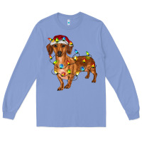Colony Blue dachshund with christmas lights Long Sleeve Tee - RanaPortraitStore