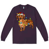 Plum dachshund with christmas lights Long Sleeve Tee - RanaPortraitStore