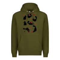Army Green valentine cat Premium Hoodie - MaliasSmallBusiness