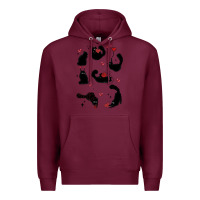Burgundy valentine cat Premium Hoodie - MaliasSmallBusiness