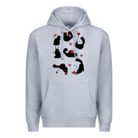 Heather Grey valentine cat Premium Hoodie - MaliasSmallBusiness