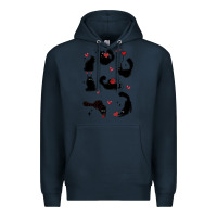 Navy valentine cat Premium Hoodie - MaliasSmallBusiness