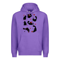 Purple valentine cat Premium Hoodie - MaliasSmallBusiness