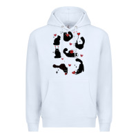 White valentine cat Premium Hoodie - MaliasSmallBusiness