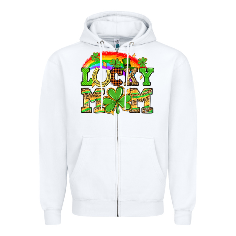 One Lucky Mom St. Patricks Day Zipper Hoodie by Neo Western | Teevron