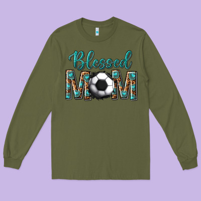 Western Blessed Mom With Soccer Long Sleeve Tee Designed By Texasbilliewilder