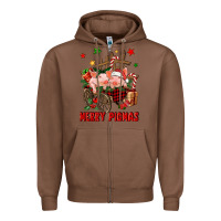 Chestnut merry pig mas Zipper Hoodie - FaDigitalArtStudio
