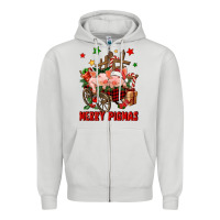 Dove Grey merry pig mas Zipper Hoodie - FaDigitalArtStudio