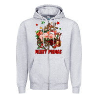 Heather Grey merry pig mas Zipper Hoodie - FaDigitalArtStudio