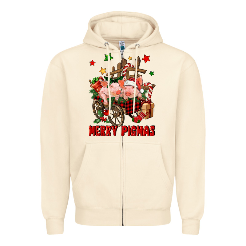 Merry Pig Mas Zipper Hoodie by FaDigitalArtStudio | Teevron