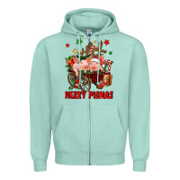 Seafoam merry pig mas Zipper Hoodie - FaDigitalArtStudio