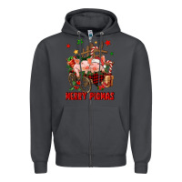 Smoke merry pig mas Zipper Hoodie - FaDigitalArtStudio