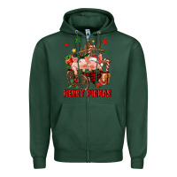 Sports Green merry pig mas Zipper Hoodie - FaDigitalArtStudio