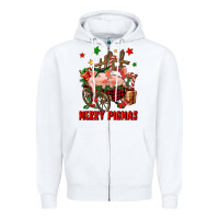White merry pig mas Zipper Hoodie - FaDigitalArtStudio