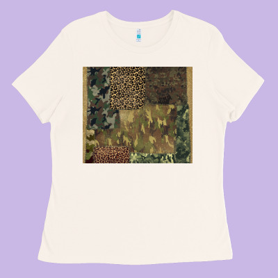 Camouflage Leopard Patches Ladies Tee Designed By Barkaloodesign