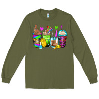 Army Green nail art coffee cups Long Sleeve Tee - Zillion Design Studio