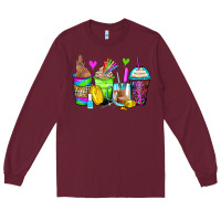 Burgundy nail art coffee cups Long Sleeve Tee - Zillion Design Studio