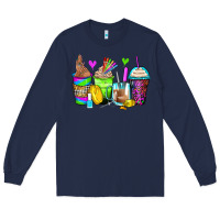 Navy nail art coffee cups Long Sleeve Tee - Zillion Design Studio