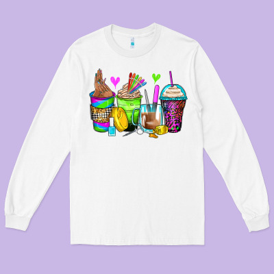Nail Art Coffee Cups Long Sleeve Tee Designed By Zillion Design Studio