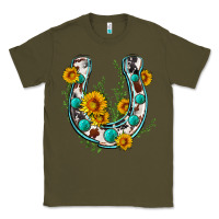 Army Green cowhide sunflower horseshoe Classic Tee - Zillion Design Studio